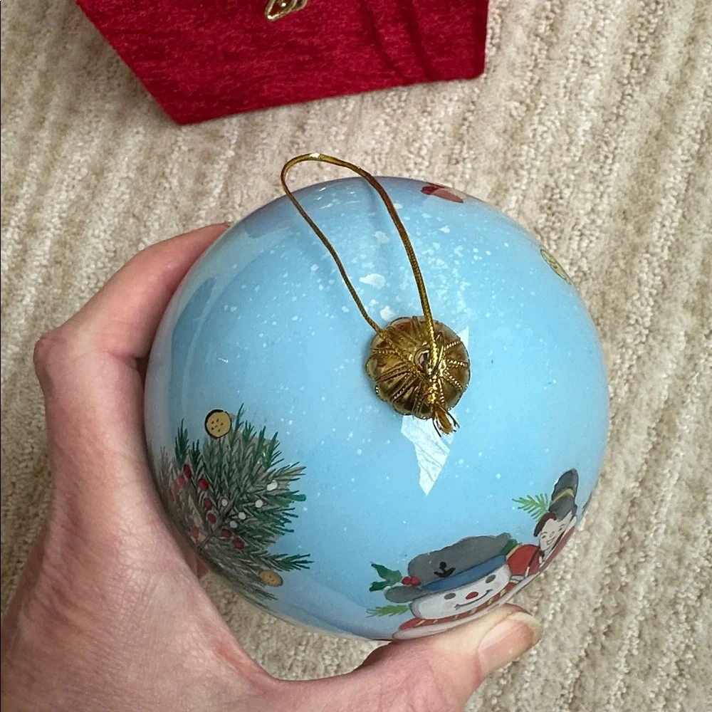 Li Bien Eglomise Ornament 1999 Children Snowman Sled Inside Hand Painted - Picture 14 of 16